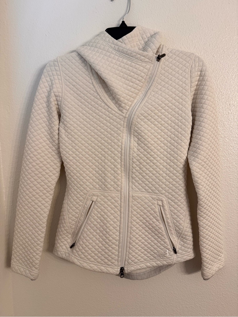 New Balance Quilted Hooded Jacket - Cream/Off-White XS